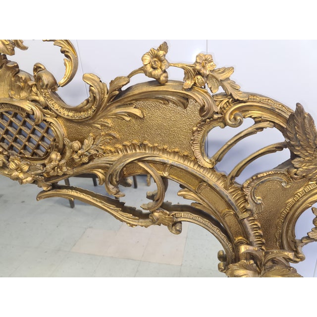 Monumental English Late 1800 Rococo /Chippendale Revival Carved Giltwood Overmantle Mirror With Ho-Ho Birds For Sale - Image 9 of 14