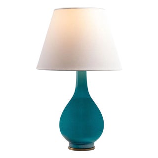 Lakewood Bulb Mini Lamp, Crackled Turquoise For Sale