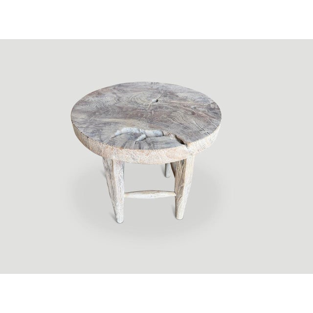 Contemporary Andrianna Shamaris St. Barts Round Teak Wood Side Table For Sale - Image 3 of 5