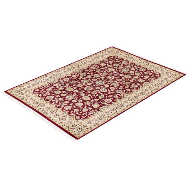 Red Mogul, One-of-a-Kind Hand-Knotted Area Rug - Red, 4' 2" x 6' 1" For Sale - Image 8 of 8