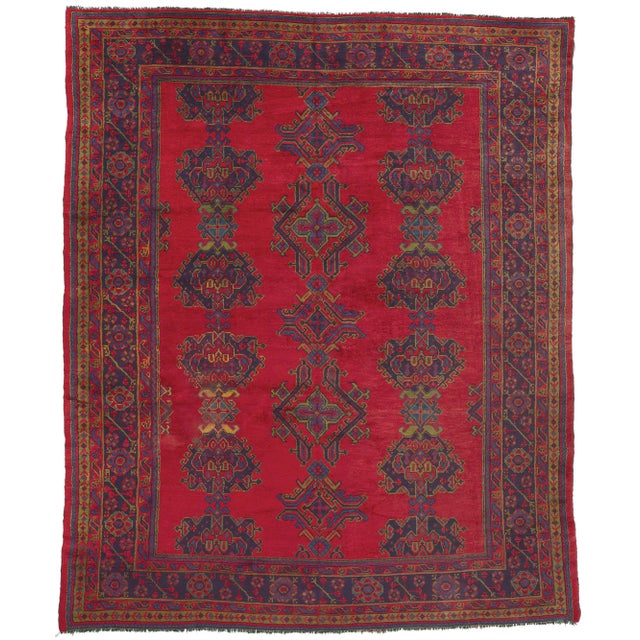 Early 20th Century Antique Red Turkish Oushak Rug, 09'02 X 11'02 For Sale - Image 10 of 10
