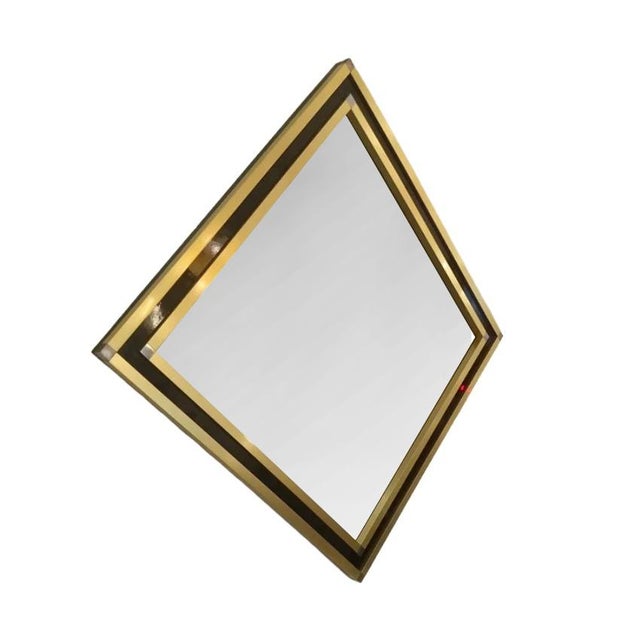 Mid-Century Modern Mario Sabot Mid-Century Modern Italian Art Deco Style Brass Framed Wall Mirror For Sale - Image 3 of 12