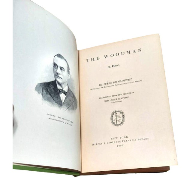 Traditional 1892 the Woodman Green Hardcover Antique Book De Glouvet French Novel For Sale - Image 3 of 9
