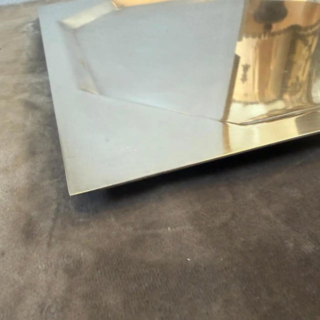Mid-Century Modern 1980s Carlo Scarpa for Cleto Munari Silver Plated Square Tray For Sale - Image 3 of 10