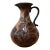Vintage Folk Art Ceramic Terracotta Engraved With Decorative Flowers Pitcher/Jug For Sale
