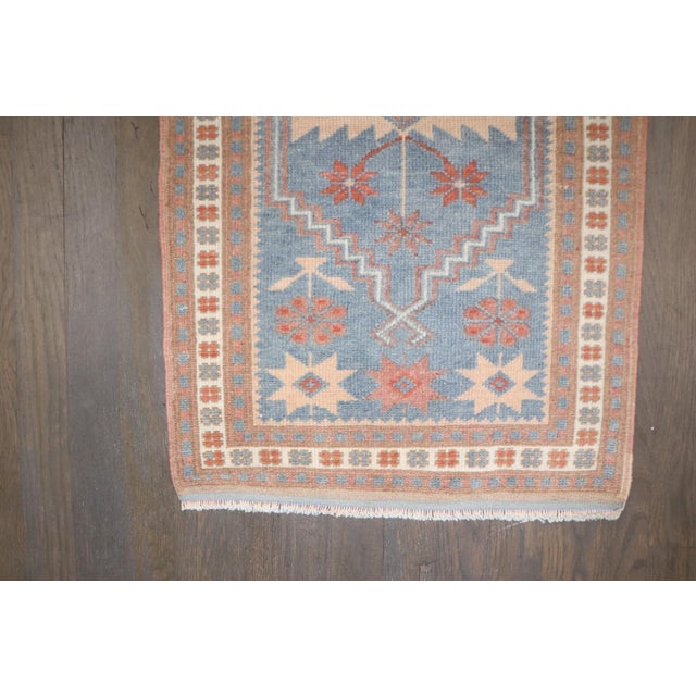 a mid 20th century blue field turkish Konya mini size Rug