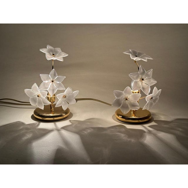 Hollywood Regency Italian Murano Glass and Gold Plate Table Lamps, 1980s, Set of 2 For Sale - Image 11 of 12