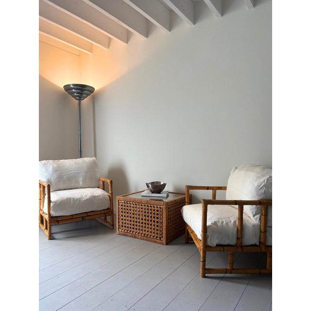 Mid-Century Rattan Cube Coffee Table with Glass Top from Habitat, Britain, 1960s For Sale - Image 15 of 15