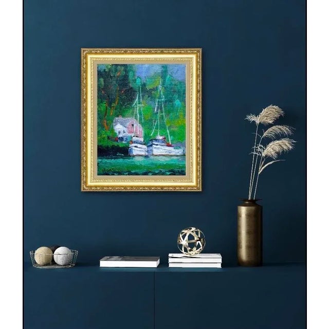 "Noyo Harbor" Contemporary Landscape Oil Painting For Sale - Image 11 of 12