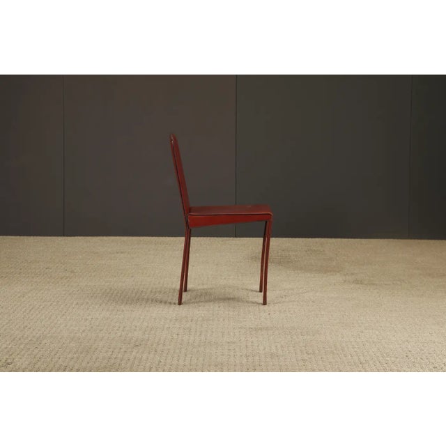 Set of 4 Zanotta Burgundy Leather Dining Chairs, Italy, 1980s, Signed For Sale - Image 13 of 15