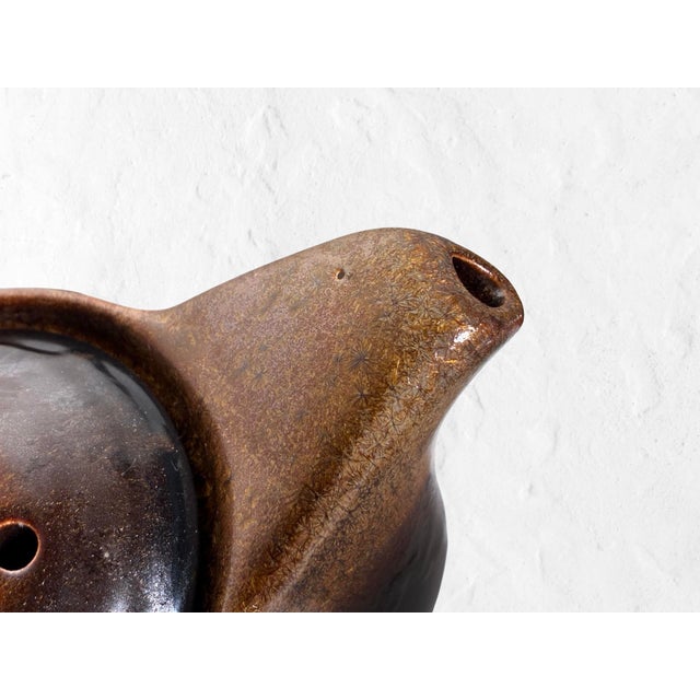 Vintage Japanese Stoneware Tea Service in Smoky Tenmoku Glaze — Set of 6 For Sale - Image 12 of 12