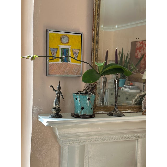 Wood Whimsical Yellow Interior Painting For Sale - Image 7 of 9