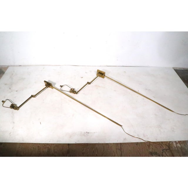1970's Hollywood Regency Style Brass Flex Arm Wall Sconces - a Pair For Sale - Image 11 of 12