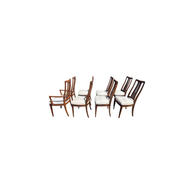 Mid 20th Century The Halle Bros Mid Century Modern Walnut Cane Back Dining Room Set 8 Chairs For Sale - Image 10 of 18