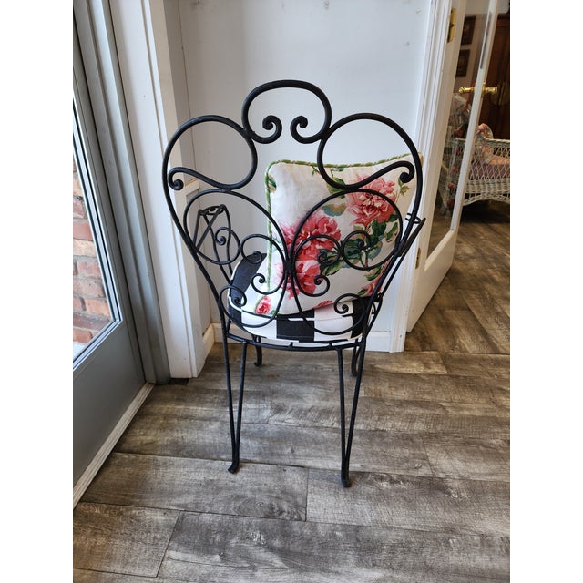 Early 20th Century Vintage Wrought Iron Garden Armchair With Cabriole Legs For Sale - Image 5 of 15