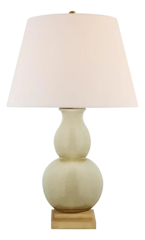 Chapman & Myers by Visual Comfort Signature Gourd Form Small Table Lamp in Tea Stain with Linen Shade