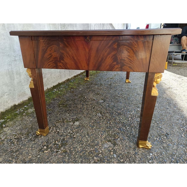 Empire Desk in Bronze and Leather, 1950s For Sale - Image 4 of 18