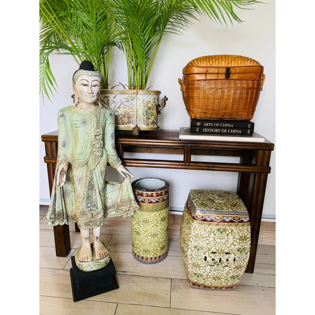 Mid 20th Century Asian Chinese Porcelain Sign Umbrella Stand For Sale - Image 9 of 11