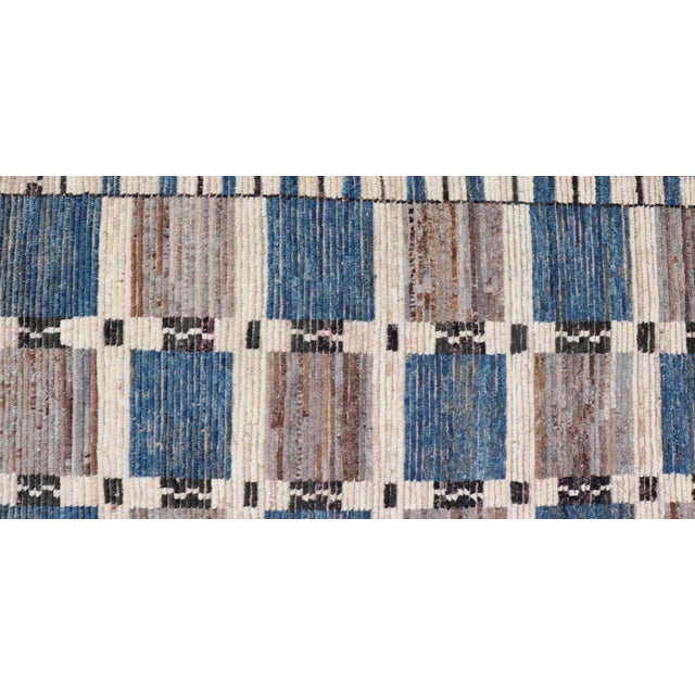 Modern Rug in Wool With Sub-Geometric Modern Tribal Design in Multicolor For Sale - Image 9 of 11