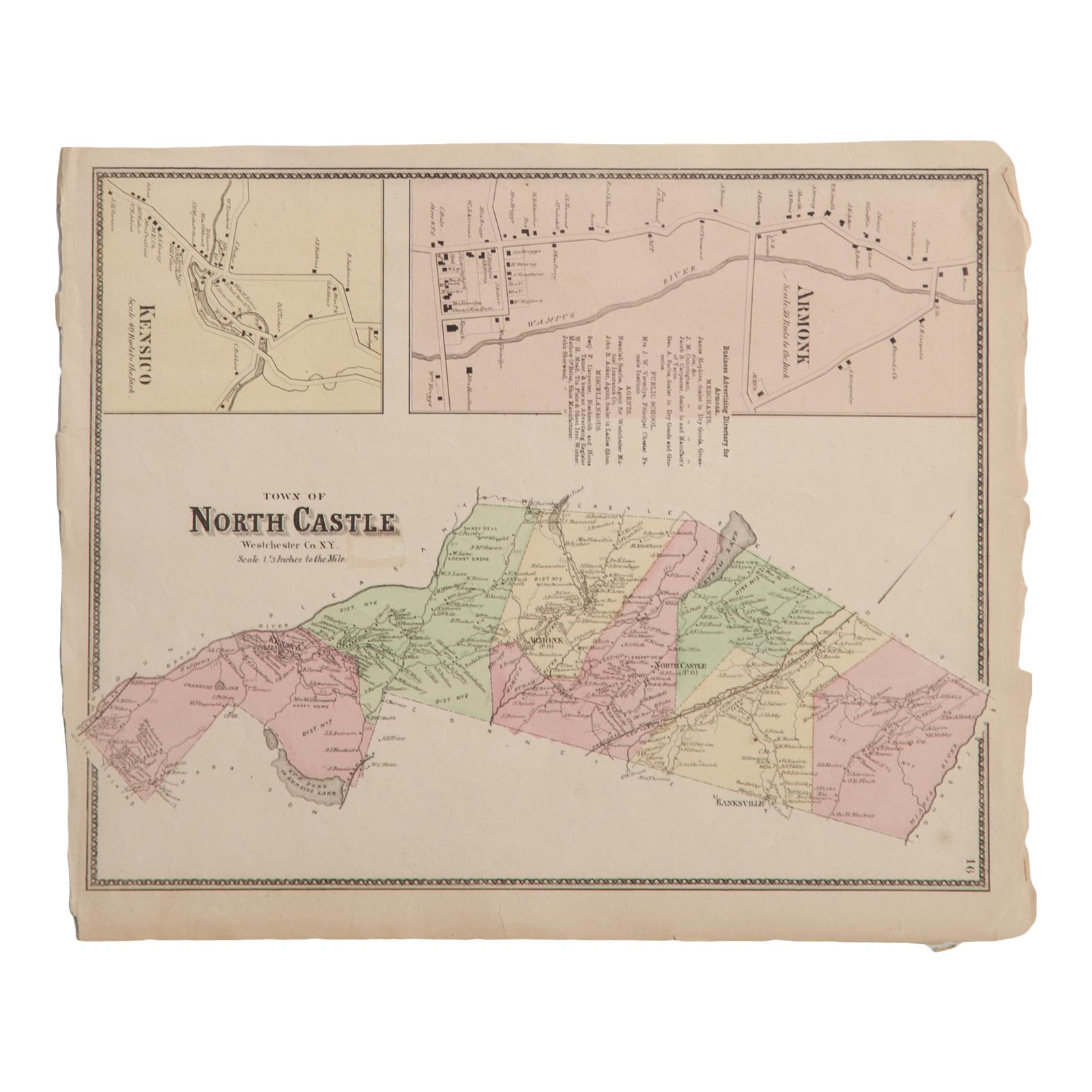 Antique Map of Armonk and North Castle Ny Chairish
