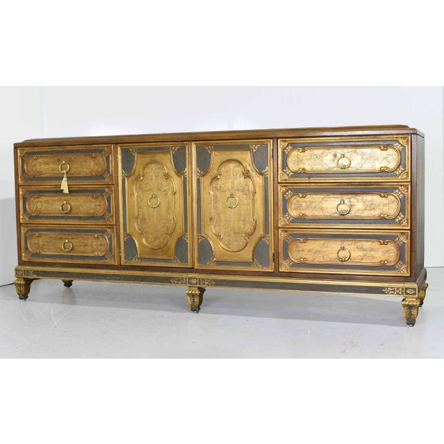Mastercraft Mid Century Italian Neoclassical Revival Gold Leaf Sideboard by Mastercraft For Sale - Image 4 of 13