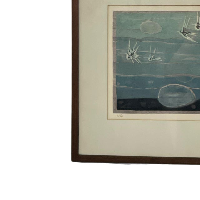 Wood Vintage Mid-Century Modern Limited Edition Nautical Silkscreen Print, Signed, Edition 3 of 100, Framed.. For Sale - Image 7 of 10