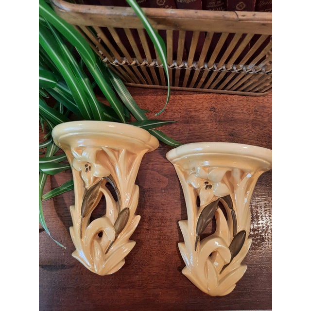 Vintage Chalkware Floral Wall Shelves Shabby Chic For Sale In Fayetteville, AR - Image 6 of 11