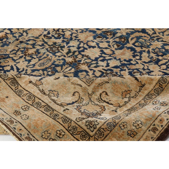 Persian 1920s Persian Meshad Rug in Beige, Blue, and Brown For Sale - Image 3 of 8