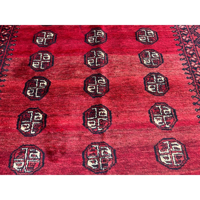 Vintage Afghan Ersari Turkmen Bokhara Rug, Abrash Red - 7'2" X 4'8" For Sale - Image 12 of 13