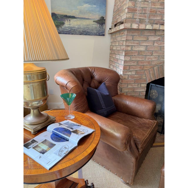 Restoration Hardware Churchill Leather Lounge Chair For Sale - Image 18 of 18