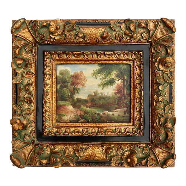 Mid-20th Century Italian School Pastoral Landscape Oil Painting - Framed For Sale