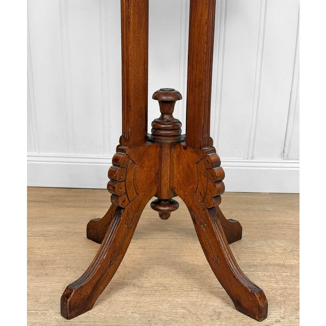Antique Eastlake Victorian Walnut Marble Top Rectangle Parlor Table For Sale - Image 13 of 16