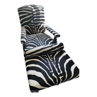 1990s George Smith Edwardian Style Chair and Ottoman For Sale