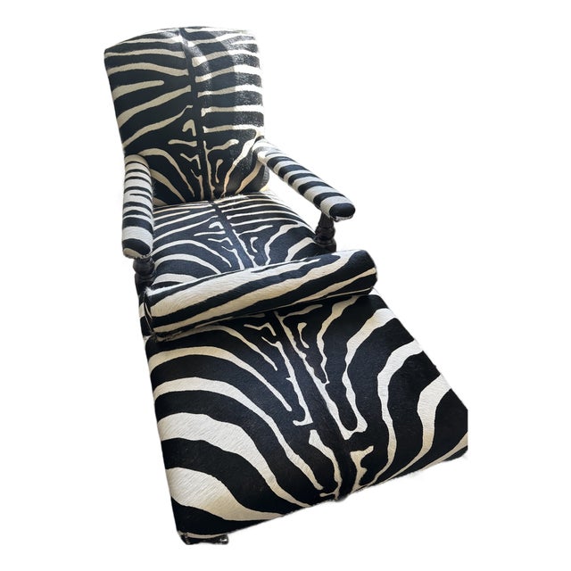 1990s George Smith Edwardian Style Chair and Ottoman For Sale