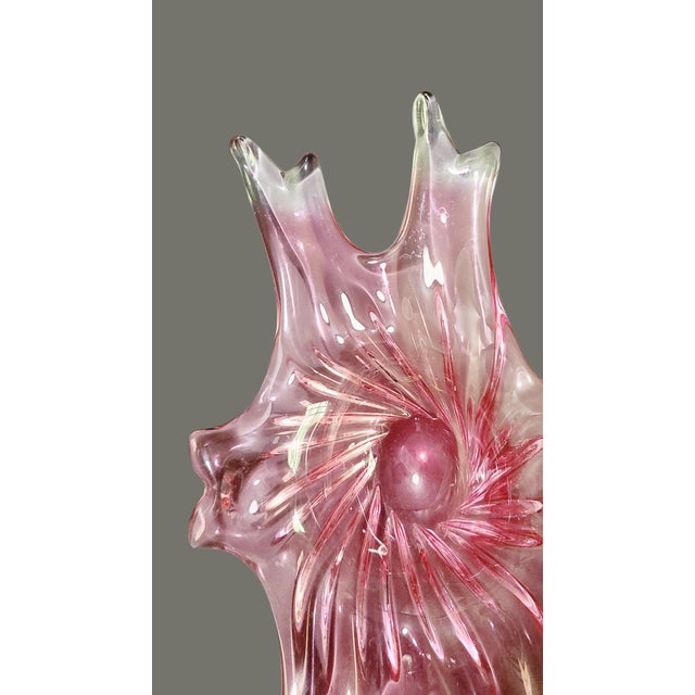 Mid 20th Century Vintage Mid-Century Modern Italian Art Glass Abstract Large Centerpiece Bowl For Sale - Image 5 of 11