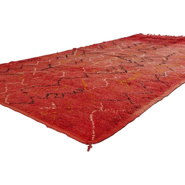 21825 Vintage Red Talsint Moroccan Rug, 05'01 x 09'10. Embark on a mesmerizing journey with the beguiling artistry woven...