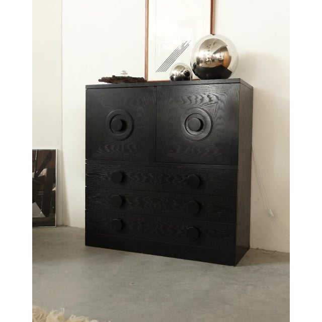 Brutalist Black Bar Cabinet with Two Doors and Three Drawers, Belgium, 1970s For Sale - Image 14 of 17