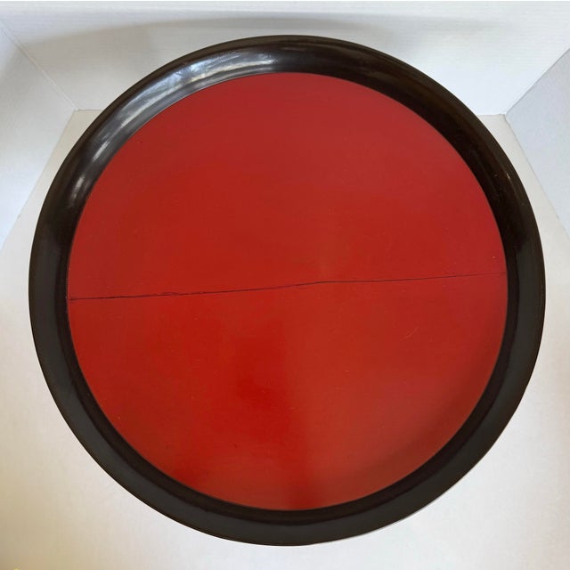 Red Vintage Korean Red & Black Lacquer Soban Low Tray Table For Sale - Image 8 of 10