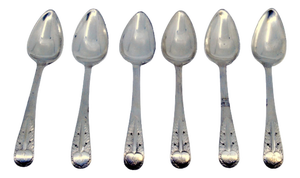 Silver Teaspoons with Handle Reliefs, Set of 6