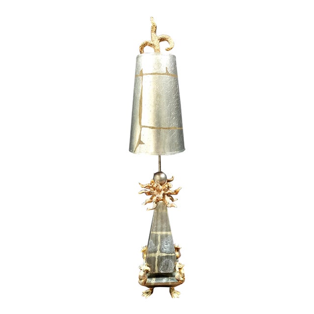 Contemporary Psotmodern Gold and Silver Leaf Table Lamp by Lucas McKearn For Sale