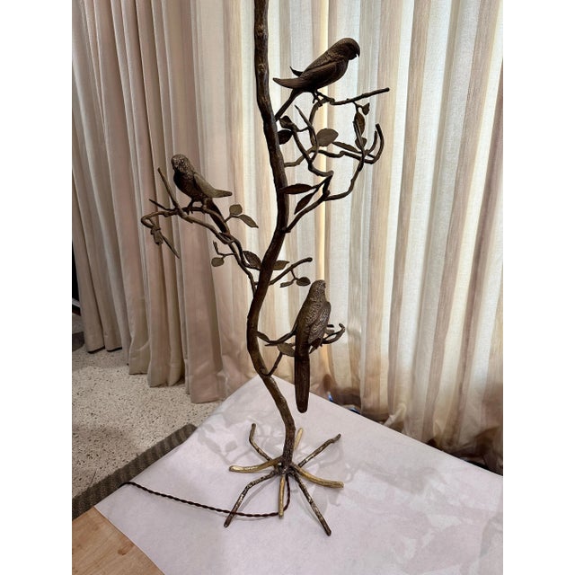 1970s Vintage Bronze Floor Lamp with Parrots on Tree For Sale - Image 5 of 11