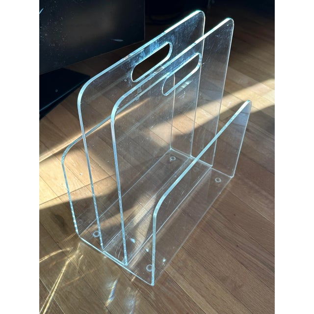 Vintage Mid Century Modern Lucite Magazine Rack For Sale - Image 4 of 10