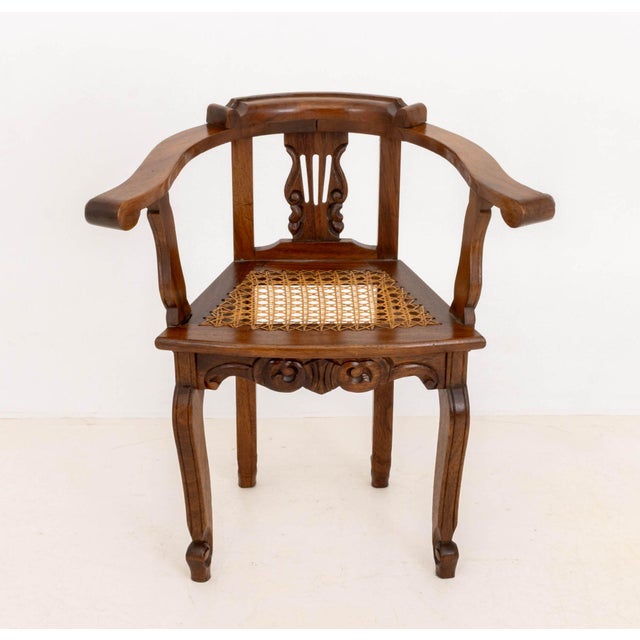 Wood Pair of Lyre Form Back Walnut Tub Chairs For Sale - Image 7 of 11