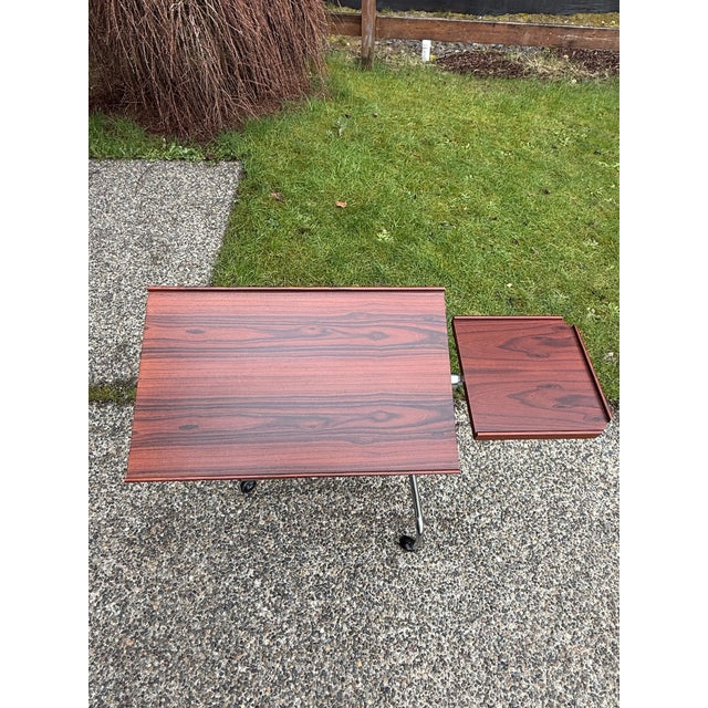 HMN Danish Modern Rosewood and Chrome Adjustable Reading Tray Table Stand For Sale In Seattle - Image 6 of 10