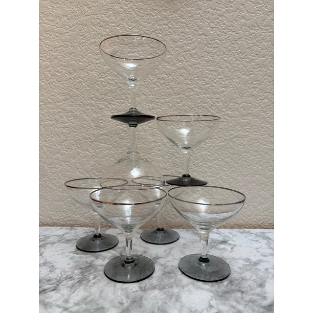 Glass Vintage Midcentury Champagne Coupes, Set of Seven For Sale - Image 7 of 10