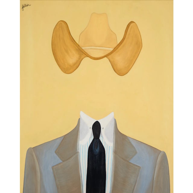 "Club in Yellow" Contemporary Original Western Surrealist Portrait Print by Daniel Falcón For Sale