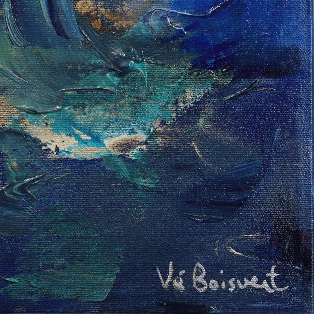 2020s Sailing in the Bahamas - Luminous Blue-Tone Textural Abstract Painting Original Artwork by Vé Boisvert For Sale - Image 5 of 9