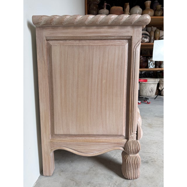 Vintage Hollywood Regency Hand-Carved Wood Rope & Tassel Commode For Sale - Image 10 of 12
