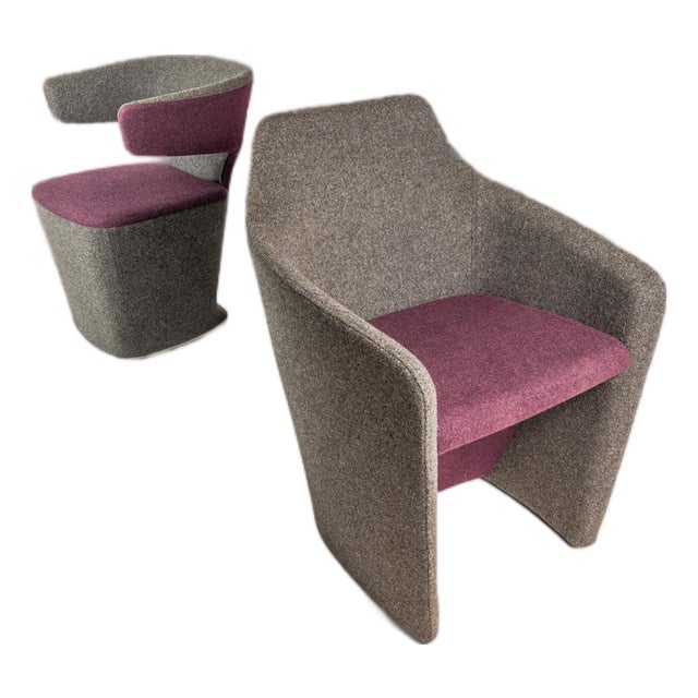 Set of Two (2) Post Modern "Bison" & "Venus" Lounge / Accent Chairs in Mohair by Simon Pengelly for Allermuir, United Kingdom, C. 2010s For Sale