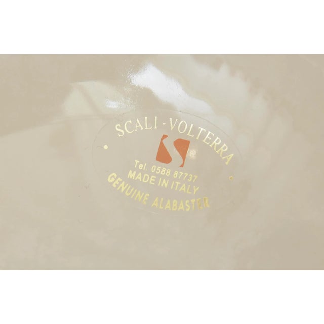 Stone Italian Round Alabaster Bowl With Lip With Sticker 90's For Sale - Image 7 of 8